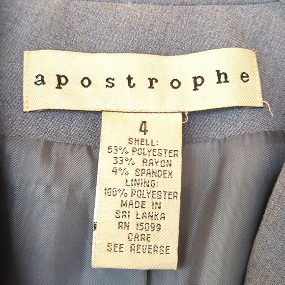 Apostrophe VTG 90s Blazer Dress Coat Sz 4 Dark Academia Classic Gray Grandpa EUC - Picture 3 of 11